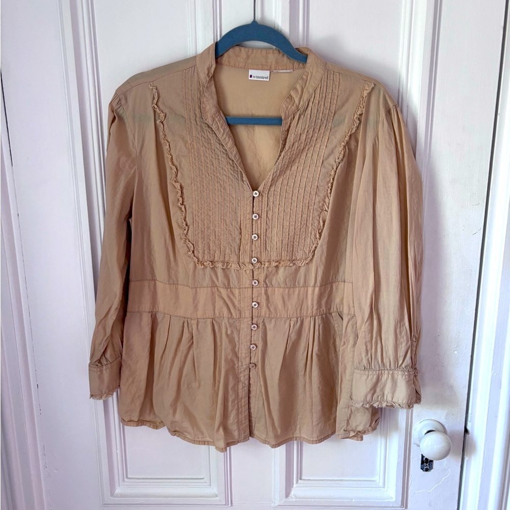 No Boundaries Long Sleeve Prairie Hippie Cottagecore Butter Yellow Blouse Medium